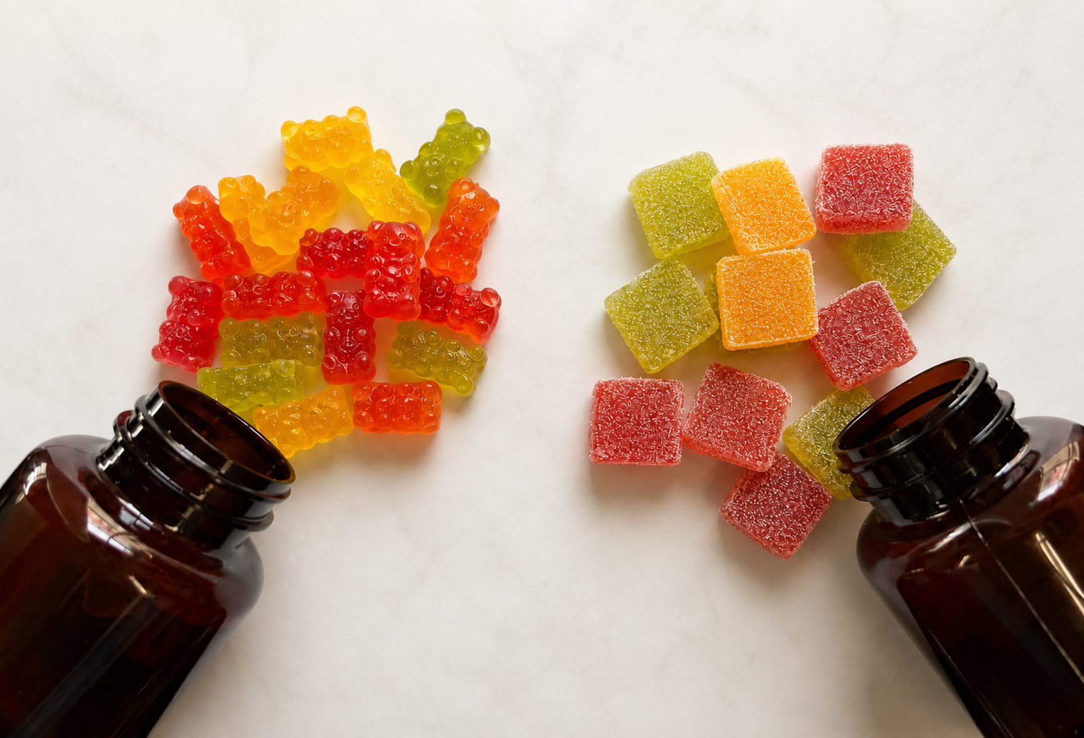 Assorted colorful custom gummy supplements