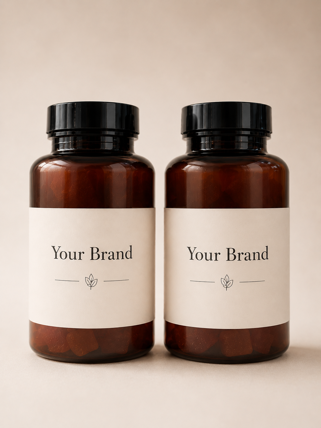 Custom branded gummy jars and pouches with blank labels